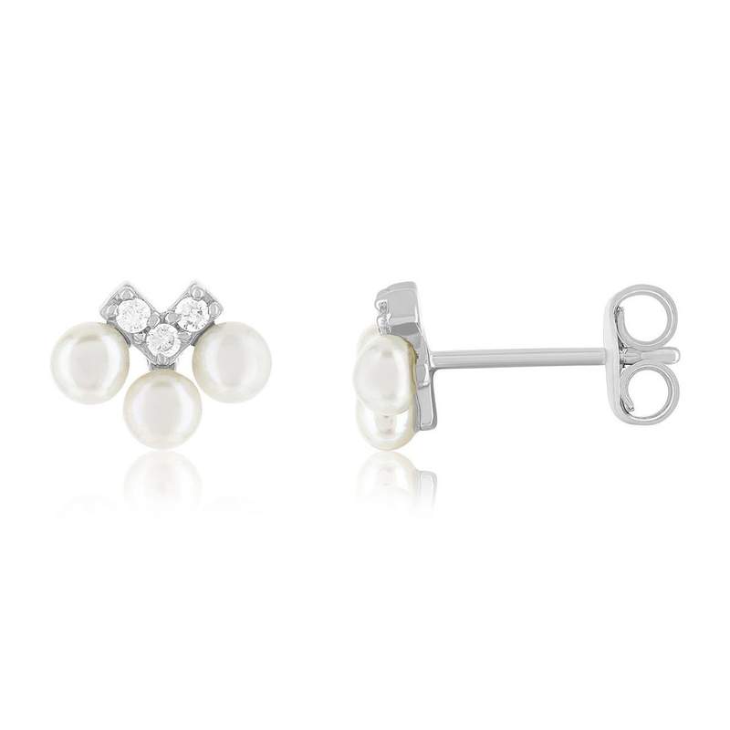 Boucles d'oreilles argent 925 perles de culture de Chine et ziconias - vue 1