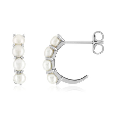 925 zilveren halve hoepel oorbellen met Chinese gekweekte parels en ziconia's