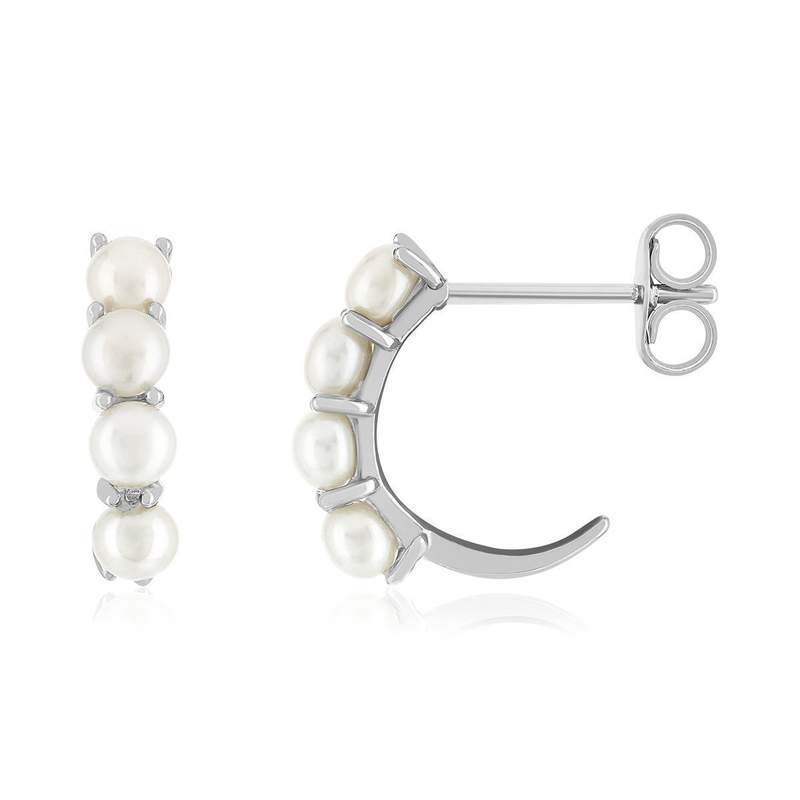 Demi créoles argent 925 perles de culture de Chine et ziconias - vue 1