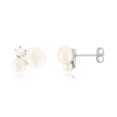 Boucles d'oreilles argent 925 perles de culture de Chine - vue 1