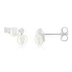 Boucles d'oreilles argent 925 perles de culture de Chine zirconias - vue 1