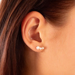 Boucles d'oreilles argent 925 perles de culture de Chine - vue porté 1