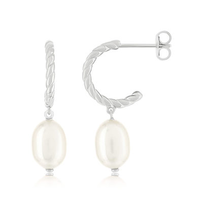 Demi créoles argent 925 perles de culture de Chine - vue 1