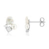 Boucles d'oreilles argent 925 perles de culture de Chine  zirconias - vue V1