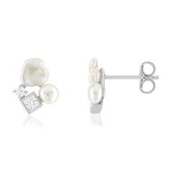 Boucles d'oreilles argent 925 perles de culture de Chine  zirconias