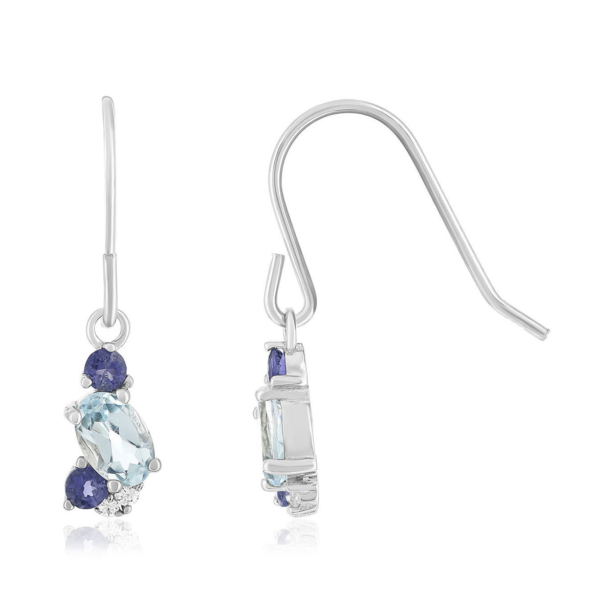 Boucles d'oreilles argent 925 topazes et zirconas