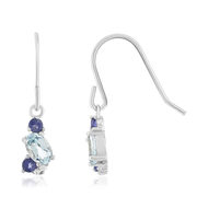 Boucles d'oreilles argent 925 topazes traitées et zirconas