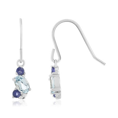 Boucles d'oreilles argent 925 topazes traitées et zirconas
