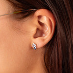 Boucles d'oreilles argent 925 pierres imitation pierres synthétiques bleues et zirconias - vue porté 1