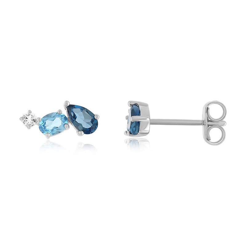 Boucles d'oreilles argent 925 topazes - vue 1