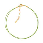 Bracelet plaqué or cordon coton vert - vue 1