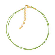 Bracelet plaqué or cordon coton vert