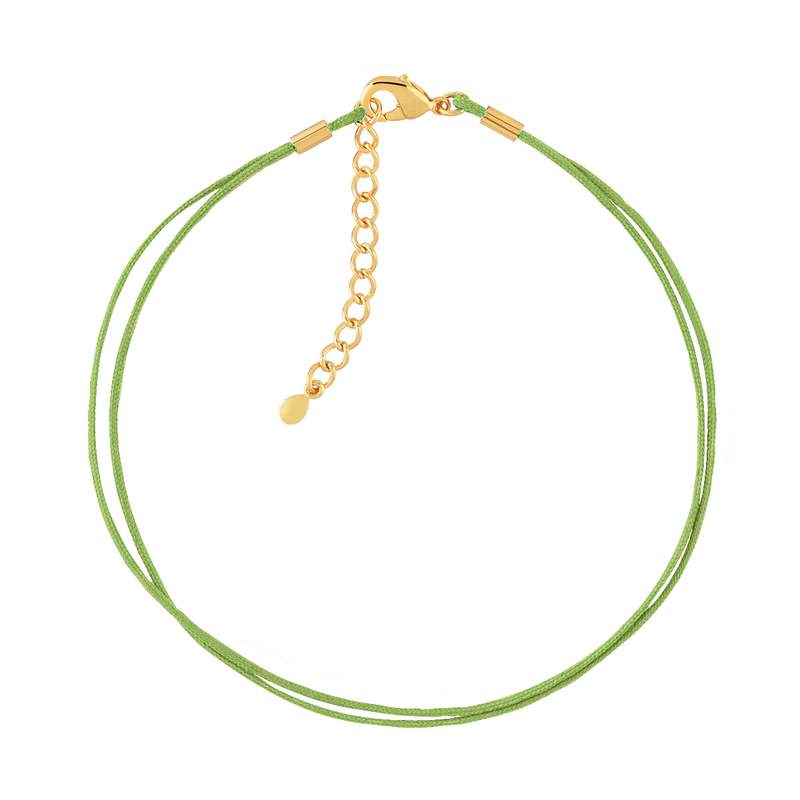 Bracelet plaqué or cordon coton vert - vue 1