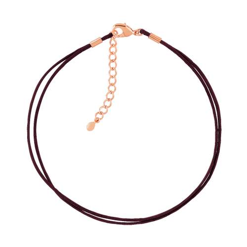 Bracelet plaqué or rose cordon coton chocolat
