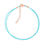 Bracelet plaqué or rose cordon coton turquoise - vue 1