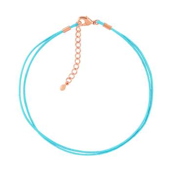 Armband met roségoudkleurige afwerking, katoenen koord en turquoise