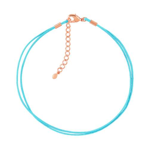 Bracelet plaqué or rose cordon coton turquoise