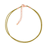 Bracelet plaqué or rose cordon coton bronze