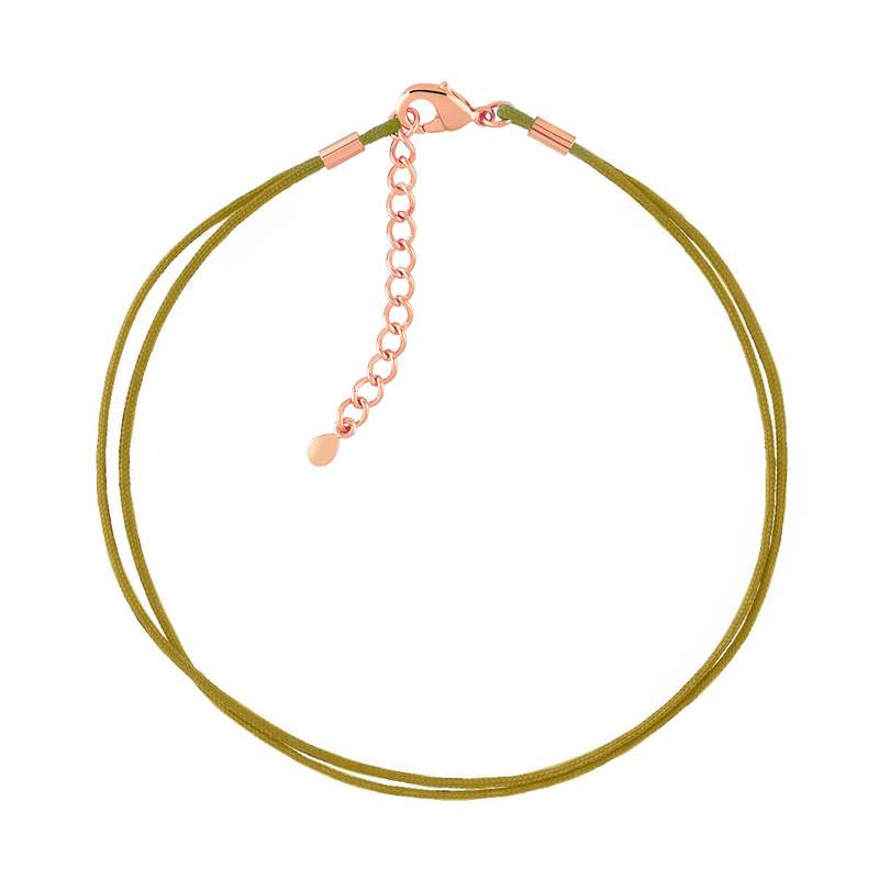 Rose gold-plated bracelet with bronze cotton cord - view 1