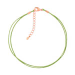 Bracelet plaqué or rose cordon coton vert - vue 1