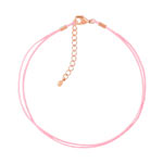 Bracelet plaqué or rose cordon coton rose - vue 1