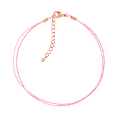 Bracelet plaqué or rose cordon coton rose