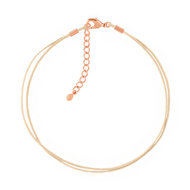 Bracelet plaqué or rose cordon coton sable