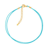 Bracelet plaqué or cordon coton turquoise