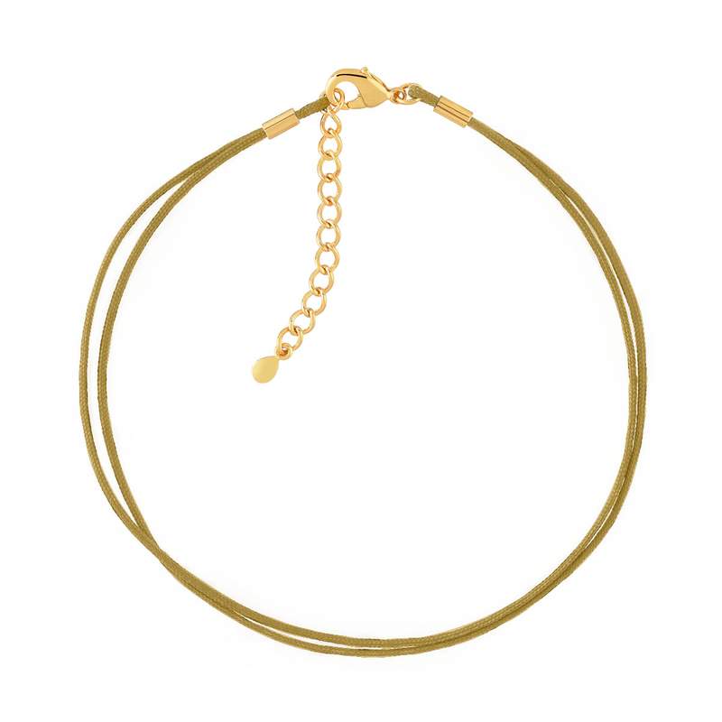 Bracelet plaqué or cordon coton bronze - vue 1