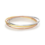 Bracelet jonc plaqué or 3 tons anneaux entrelacés - vue 1