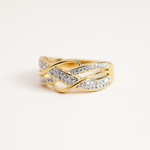 Bague plaqué or entrelacée 2 tons zirconias - vue D4