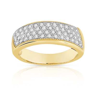 Bague plaqué or 2 tons zirconias - vue 1
