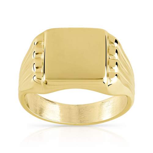 Square gold-plated signet ring