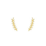 Boucles d'oreilles plaqué or contours feuilles de laurier zirconias - vue D1