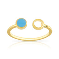 Bague plaqué or résine bleue