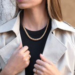 Collier plaqué or maille palmier 45 cm - vue porté 1