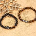 Verzilverde tijgeroog kralen armband 21 cm - bekijk D1