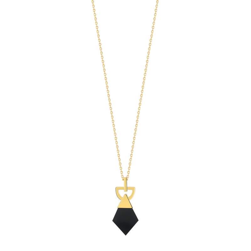 Collier doré et acrylique - vue 1