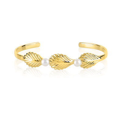 Bracelet doré perles de culture - vue V1