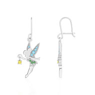 Boucles d'oreilles Fée Clochette argentées zirconia Disney