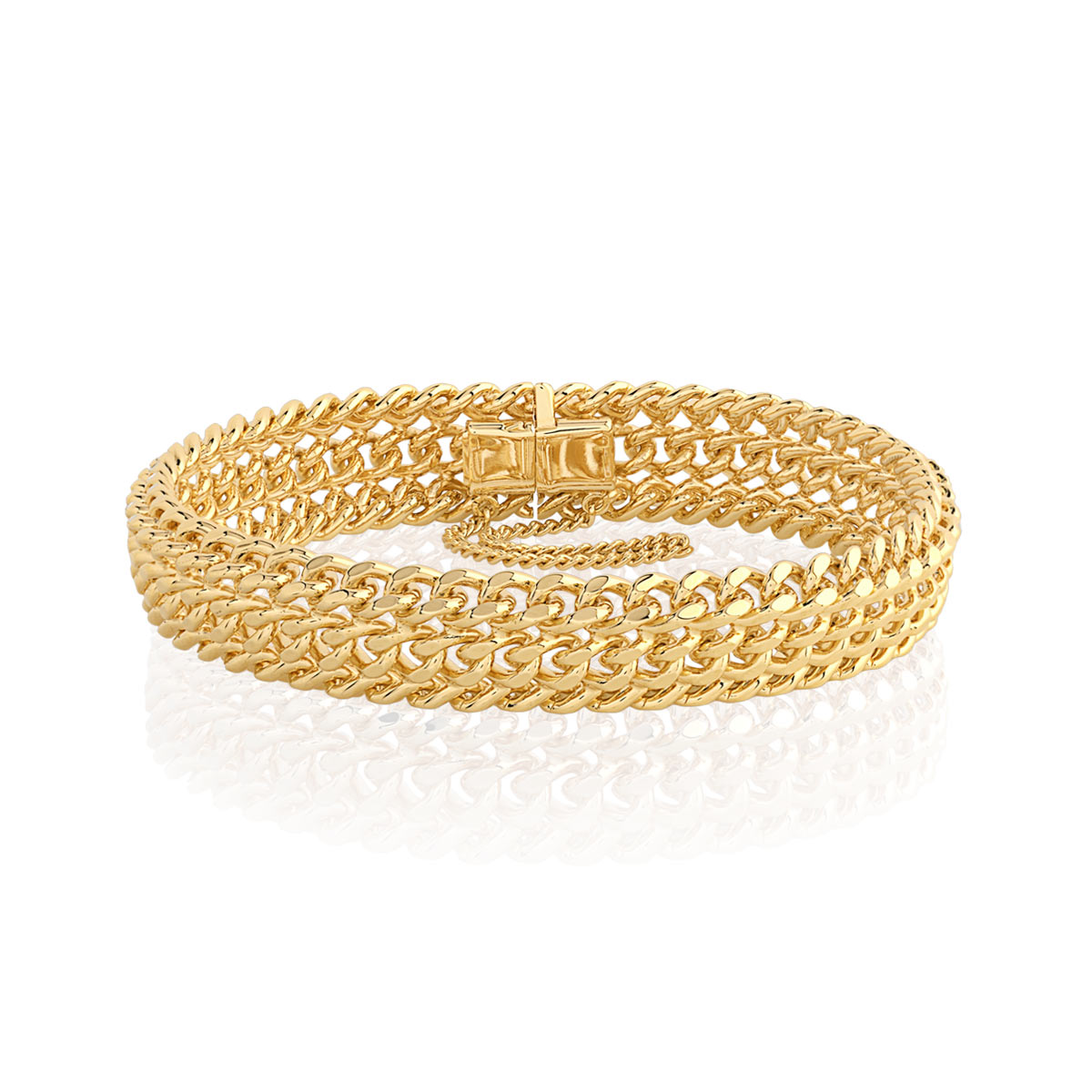 Bague Bracelet Plaqué Or Sur Acier - Chaine De Main Femme Artisanale