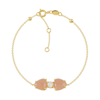 Bracelet doré pierre de lune nacre - vue V1