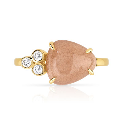 Bague dorée pierre de lune zirconia - vue V3