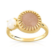 Bague dorée pierre de lune nacre