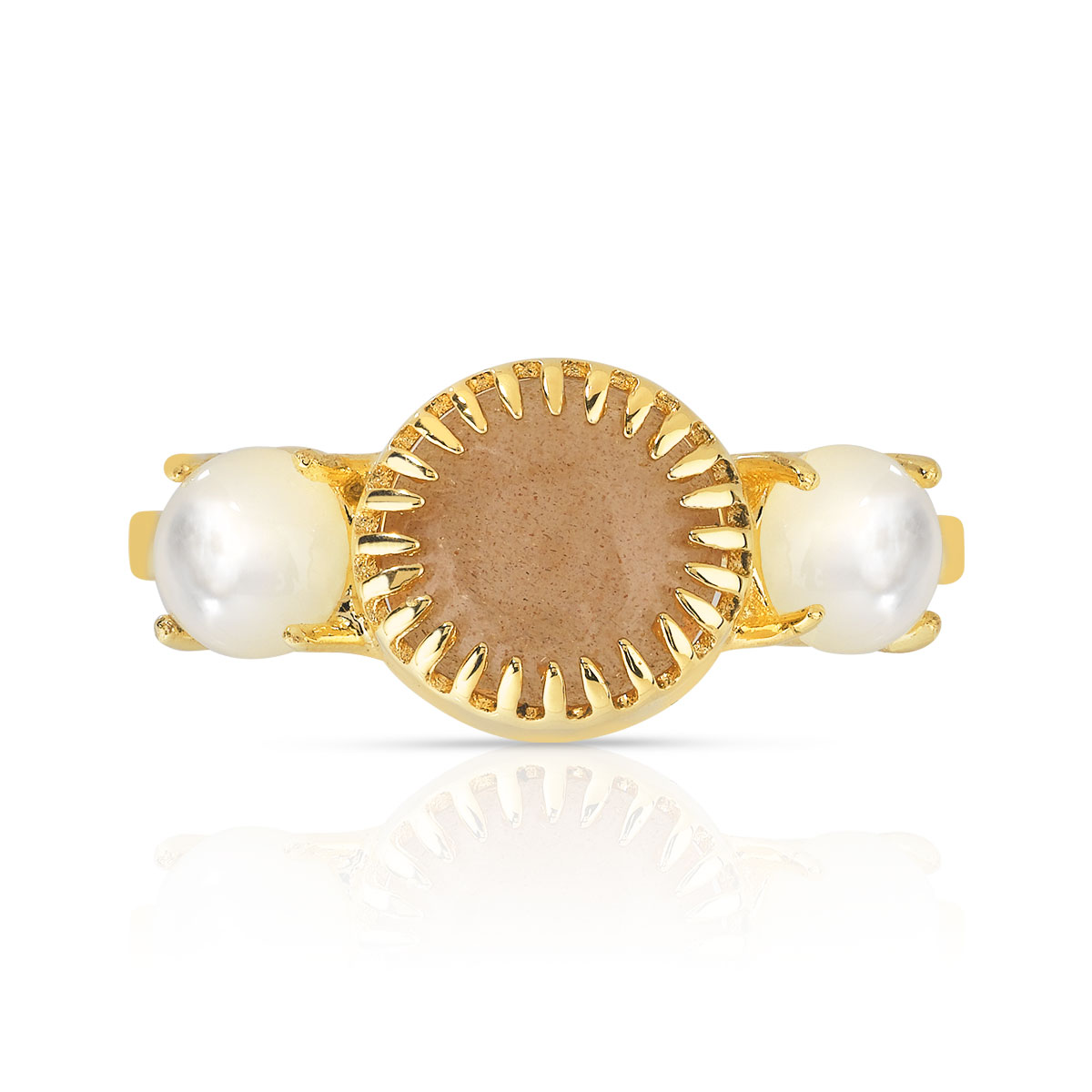 Bague dorée pierre de lune nacre - vue V3