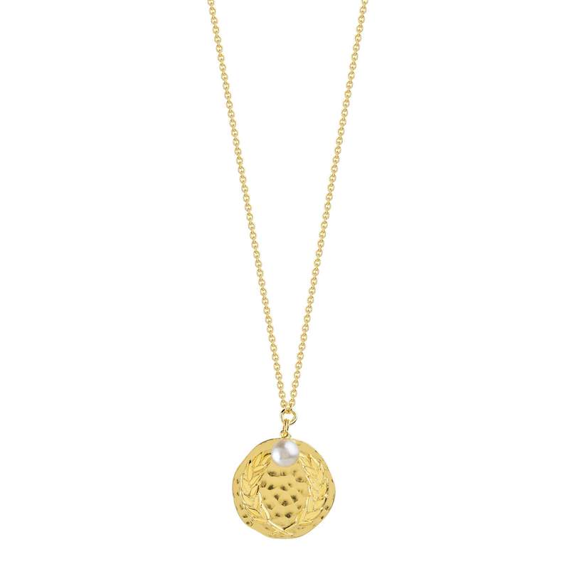 Collier doré perle imitation - vue 1