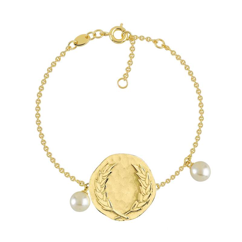 Bracelet doré perles de culture imitation - vue 1