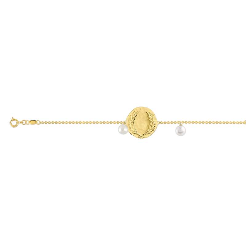 Bracelet doré perles de culture imitation - vue D1