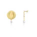 Boucles d'oreilles dorées perles de culture imitation - vue 1