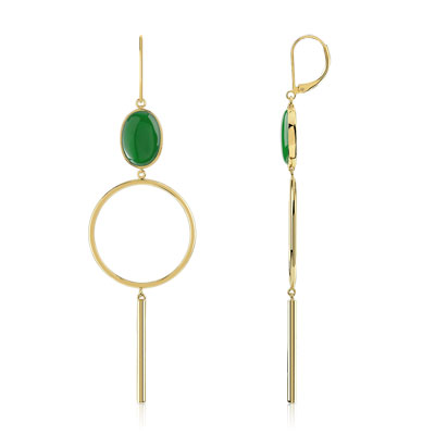 Boucles d'oreilles dorées acrylique vert - vue V1